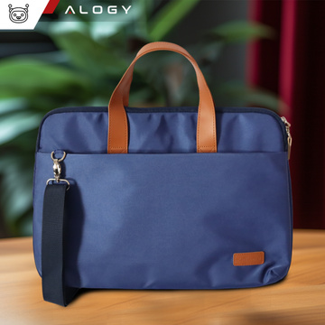 Men's and women's shoulder briefcase bag for laptop tablet 15.6 inch fabric travel cover Alogy Navy Blue