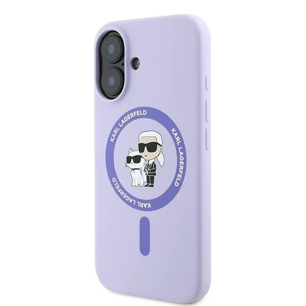 Puzdro Karl Lagerfeld pre iPhone 16 6.1" Purple MagSafe Hardcase Silicone Karl