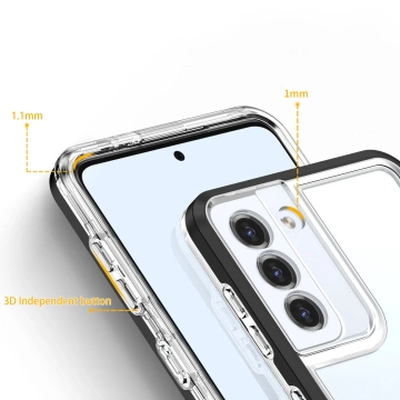 Čiré silikonové pouzdro 3v1 pro Samsung Galaxy S23 s černým rámečkem