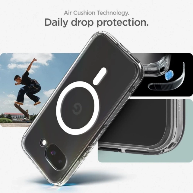 Etui für Google Pixel 9a Spigen Ultra Hybrid Mag MagSafe Klar/Weiß