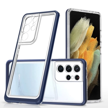 Прозорий чохол 3в1 для Samsung Galaxy S21 Ultra 5G Frame Gel Cover Blue