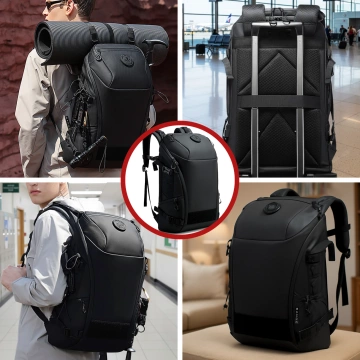 Водонепроникний рюкзак Bange для ноутбука 15.6", city traveler, 45х30х16 см, для роботи, літака, чоловічий, жіночий, з USB портом Чорний