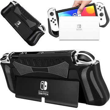 Pouzdro pro Nintendo Switch OLED pouzdro kryt pouzdra zesílený grip Alogy Black Glass