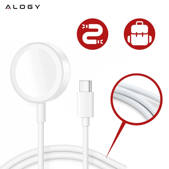 Alogy magnetický QI indukční nabíjecí kabel pro Apple Watch USB-C typ C 100cm 1M bílý
