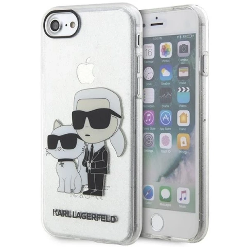 Etui na telefon Karl Lagerfeld do iPhone 7/8/SE 2020/2022 transparent hardcase Gliter Karl