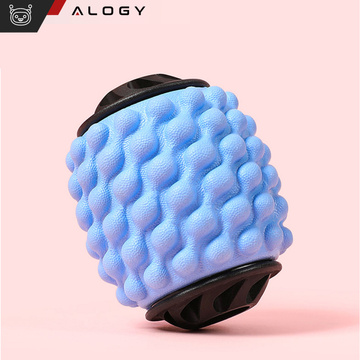 Telový masér anticelulitídny manuálny svalový valec Alogy 4x masážny valec Univerzálny valec čierno-modrý