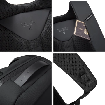 Bange Anti-theft Waterproof Backpack for 15.6" Laptop, City Travel, 46x30x15 cm for Work, Airplane, Men's, Women's, with USB Port and Combination Lock, Black