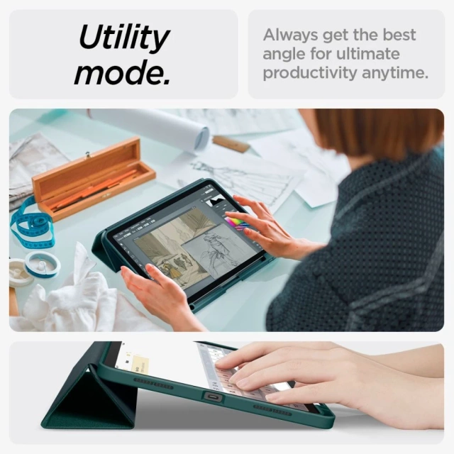Etui Spigen Urban Fit pre Apple iPad Air 10.9 4. 5. 2020-2022 / 11. 6. 2024 Polnočná zelená