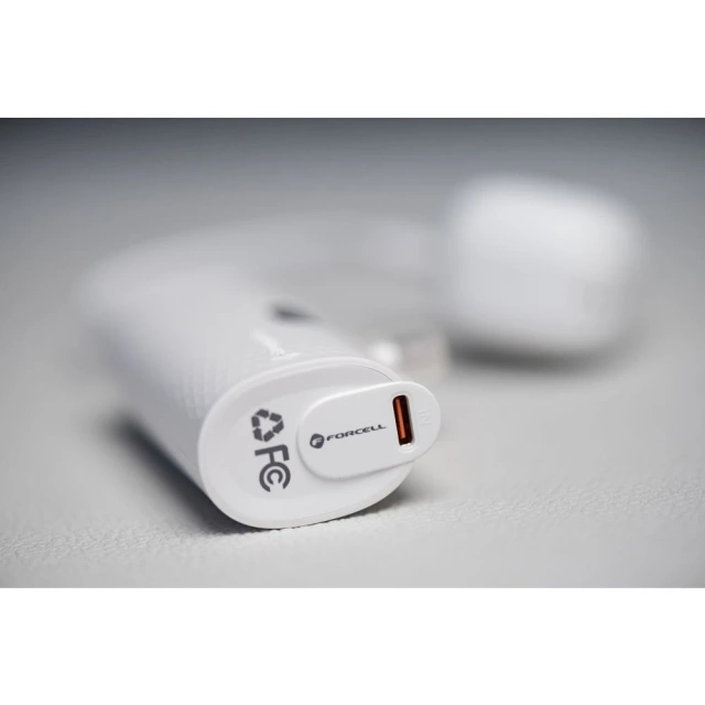 Зовнішній акумулятор FORCELL F-ENERGY Power Plug F5K3 із вбудованим роз'ємом Type-C PD 20 Вт 5000 мАг білого кольору