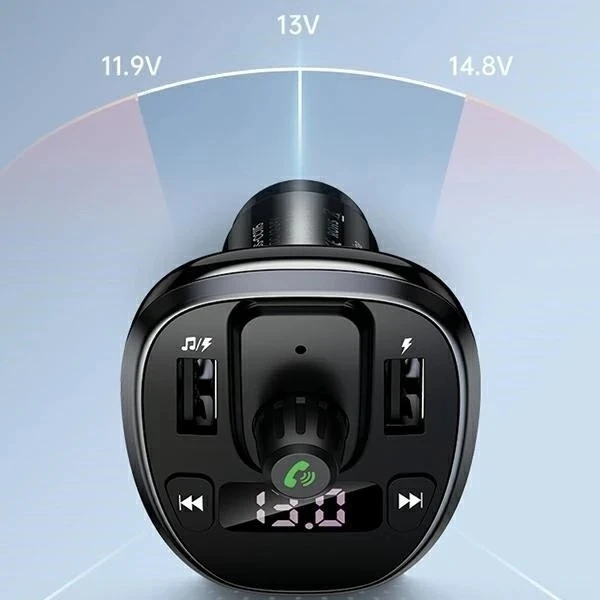 USAMS C21 hands-free car kit with FM transmitter, Bluetooth 5.0, MP3, 2xUSB 3.4A CC115GC01 (US-CC115) black/black