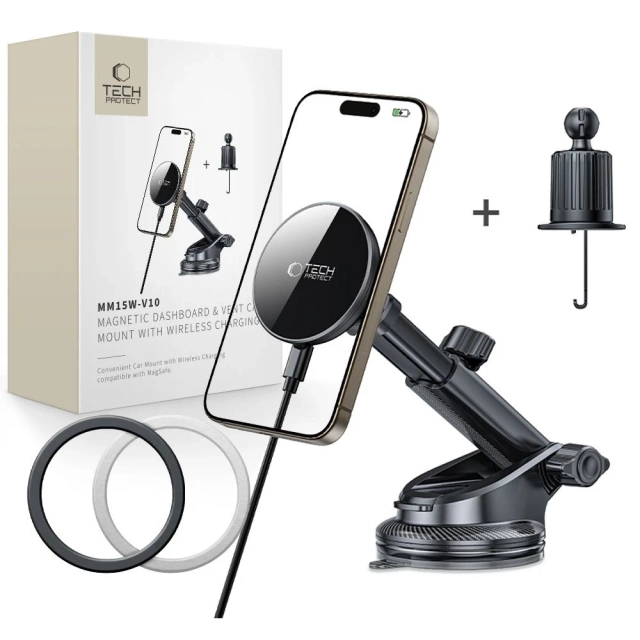 Uchwyt Samochodowy MagSafe Tech-Protect MM15W-V10 15W Czarny