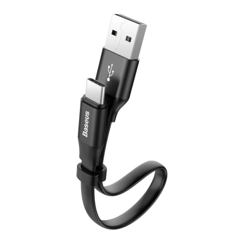 Baseus Nimble plochý kábel USB / USB-C kábel s držiakom 2A 0,23M čierny (CATMBJ-01)