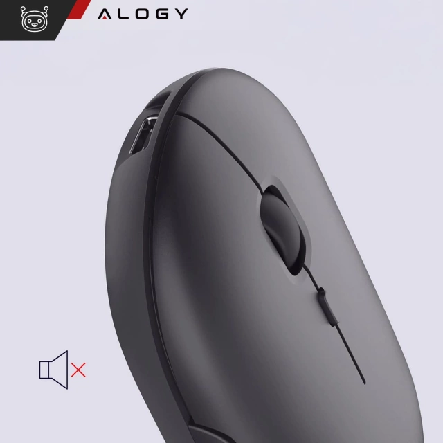 Alogy kabellose Maus, kleine ergonomische Maus für Laptop, PC, Bluetooth, 2,4 GHz, leise, Schwarz