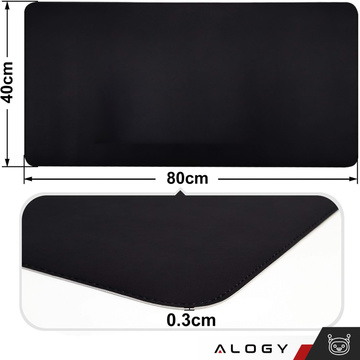 Podložka na stôl pod myš a klávesnicu Protišmyková ochranná podložka XL 80x40 cm Alogy Black