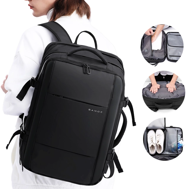 Bange Waterproof Backpack for Laptop 15.6" City Travel 45x30x16 cm for Work Airplane Men's Women's with USB Port Black