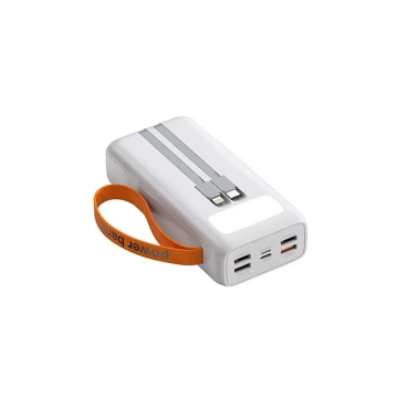 Powerbanka DENMEN DP31 30000 mAh 4xUSB USB-C PD LED lampa 2xkabel