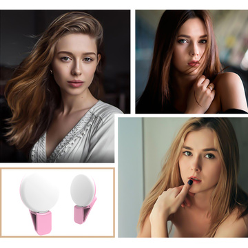 Alogy Mini Selfie Ring LED Light Clip for Phone Clip Recording Pink