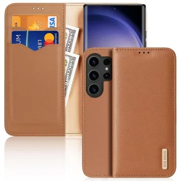 Pouzdro DUX DUCIS Hivo - kožené peněženkové pouzdro pro Samsung Galaxy S24 Plus hnědé