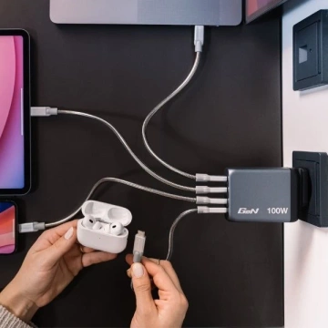Verbatim GaN 100W nástenná nabíjačka 3xUSB-C/USB-A adaptér