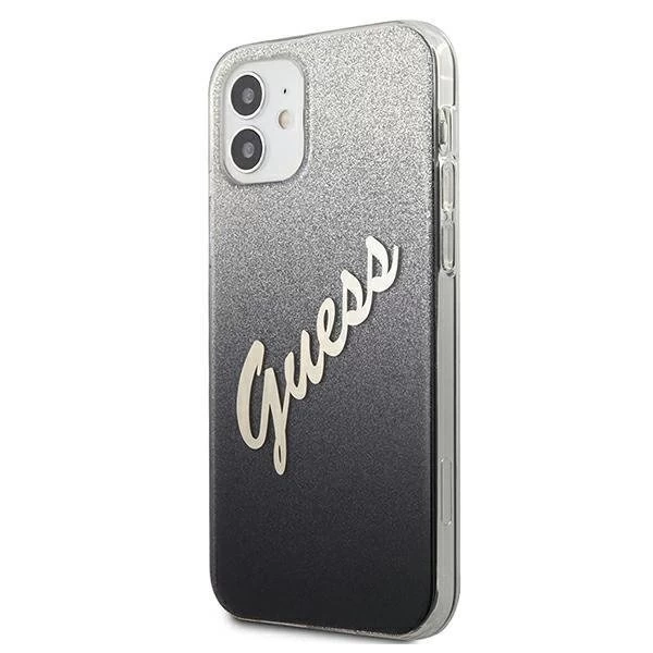 Guess GUHCP12SPCUGLSBK iPhone 12 mini 5,4" czarny/чорний жорсткий чохол Glitter Gradient Script