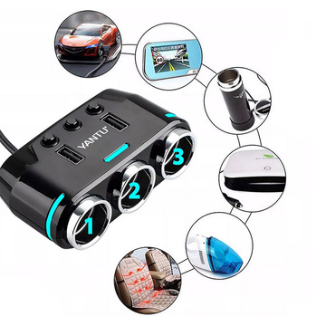 Splitter splitter adaptér do auta do zásuvky zapalovače 2x USB Nabíječka 12V 24V 3.1A černá
