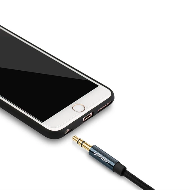 Kątowy kabel UGREEN AUX 2 x mini jack 3,5 mm 1,5m niebieski (AV112)