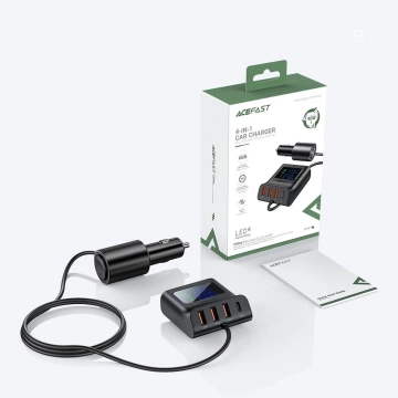 Acefast car charger 90W USB Type C / 3x USB / cigarette lighter socket, PPS, PD3.0, QC3.0, AFC, FCP charging station black (B8 black)