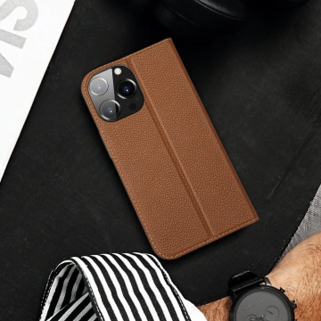 Dux Ducis Skin X2 case for iPhone 14 Pro Max magnetic flip cover brown