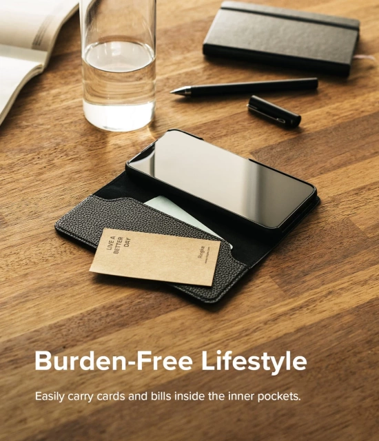 Flipové kožené pouzdro Ringke Folio Signature pro Samsung Galaxy S22 (S22 Plus) černé (FSS118R262)