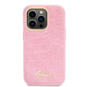 Etui Guess GUHCP14LHGCRHP pre iPhone 14 Pro 6,1" pevné puzdro Croco Collection