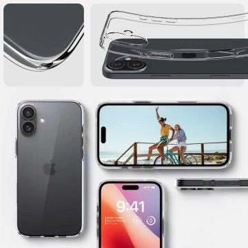 Скляний чохол для iPhone 16 Spigen Liquid Crystal protective cover Crystal Clear phone case