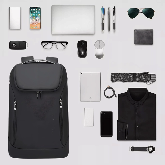 Bange Waterproof Backpack Laptop Bag 15.6" City Travel 48x31x16 cm for Work School Plane Men's Women's with USB Port Black