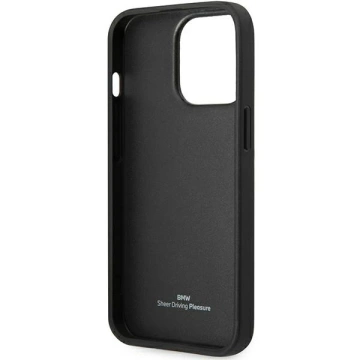 Etui telefónu BMW BMHCP14X22RBDK do Apple iPhone 14 Pro Max 6,7" čierne/čierne pevné puzdro Kožené modré bodky