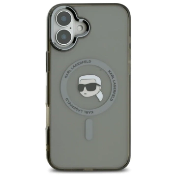 Чохол Karl Lagerfeld для iPhone 16 6.1" Black MagSafe Hardcase IML Metal Karl Head