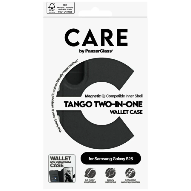 Чохол CARE для Samsung Galaxy S25 від PanzerGlass Feature Tango Wallet 2-в-1 чорний