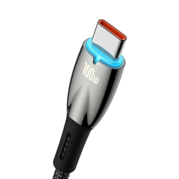 Rýchlonabíjací kábel Baseus Glimmer Series USB-A – USB-C 100W 480Mbps 2m čierny