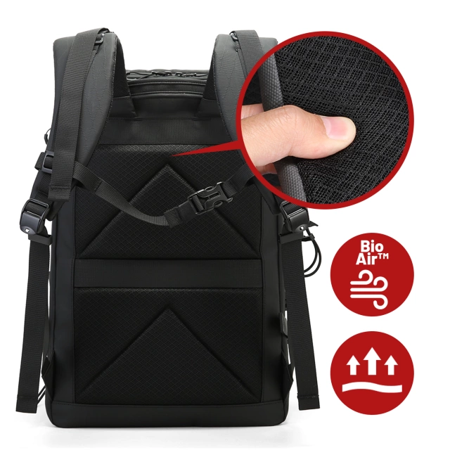 Bange Waterproof Backpack for Laptop 15.6" City Travel 45x30x16 cm for Work Airplane Men's Women's with USB Port Black