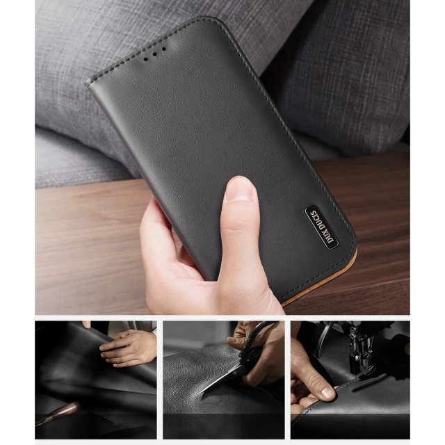Dux Ducis Hivo Leather Flip Cover Originální kožená peněženka na karty a dokumenty iPhone 14 Hnědá