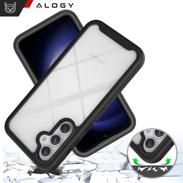 Pouzdro pro Samsung Galaxy S24 Armored Cover Hydrogel Screen Film Case 360 Defense Pro Alogy Black