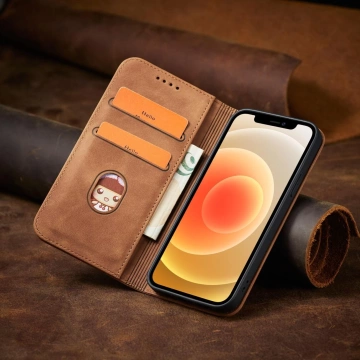 Magnet Fancy Case case for iPhone 12 Pro Max cover wallet for cards stand brown