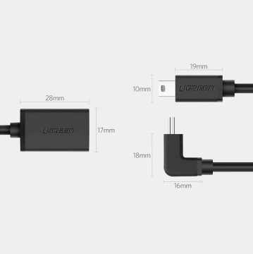 Адаптер Ugreen US249 mini USB-B на USB-A OTG 10 см 480 Мбіт/с, чорний