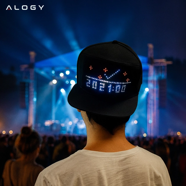 Бейсболка Alogy PixelCap™ LED із RGB-світлодіодним підсвічуванням, Bluetooth Pixels, керування за допомогою мобільного телефону, додаток Pixel, чорна