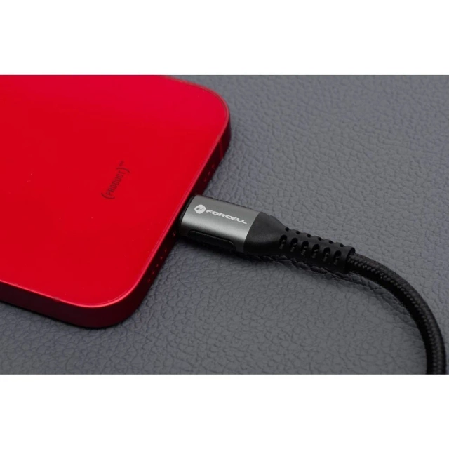 Kabel USB-A na Lightning 12W 2m Nylon Forcell Hliník Bílý