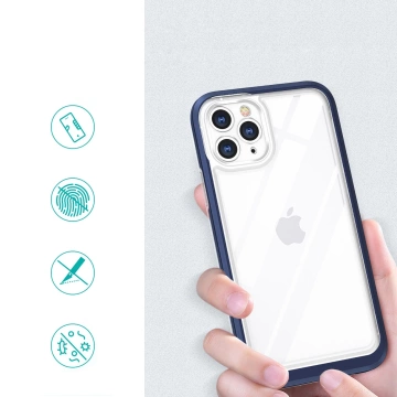 Clear 3in1 case for iPhone 11 Pro Max gel cover with frame blue