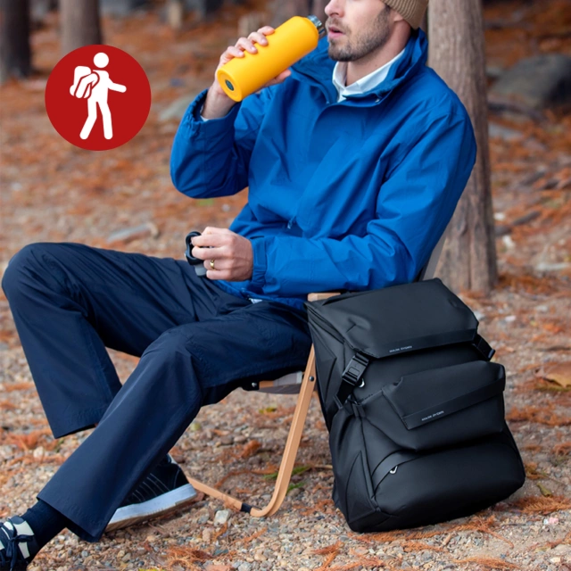 Mark Ryden Rucksack mit abnehmbarer Hüfttasche (2-in-1), Handgepäck, kostenlos, wasserdicht, 18 l, mit Laptopfach (bis 15,6 Zoll), Hüfttasche, City- und Reiserucksack, 40 x 30 x 14 cm – Schwarz