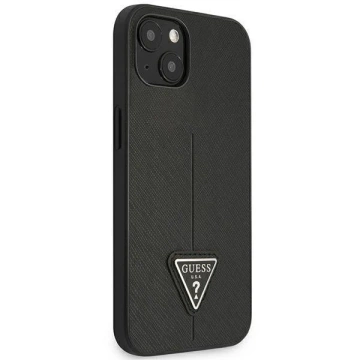 Etui Guess GUHCP14MPSATLK do Apple iPhone 14 Plus 6,7" čierne/čierne pevné puzdro SaffianoTriangle Logo