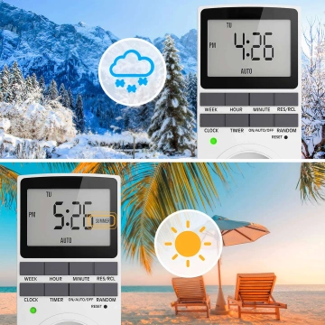 Časovač zapnutia/vypnutia Úspora energie LCD do zásuvky EÚ, biela