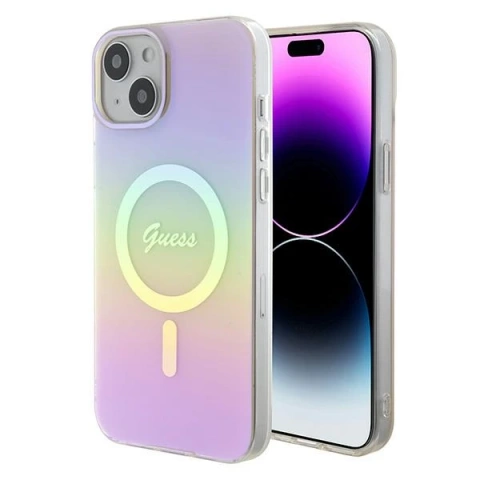 Чохол Etui Guess GUHMP15MHITSP для iPhone 15 Plus 6.7" IML Iridescent MagSafe червоний/рожевий