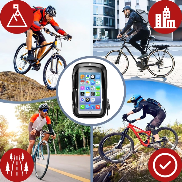Taška na puzdro Vodotesná taška na bicykel pre telefón 6,4 palcový držiak na riadidlá 0,5 l Alogy Black