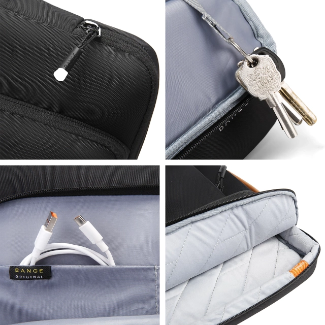 Bange waterproof laptop bag for up to 14" travel 34x26x3.5 cm for work, plane, men's, women's with handle Black